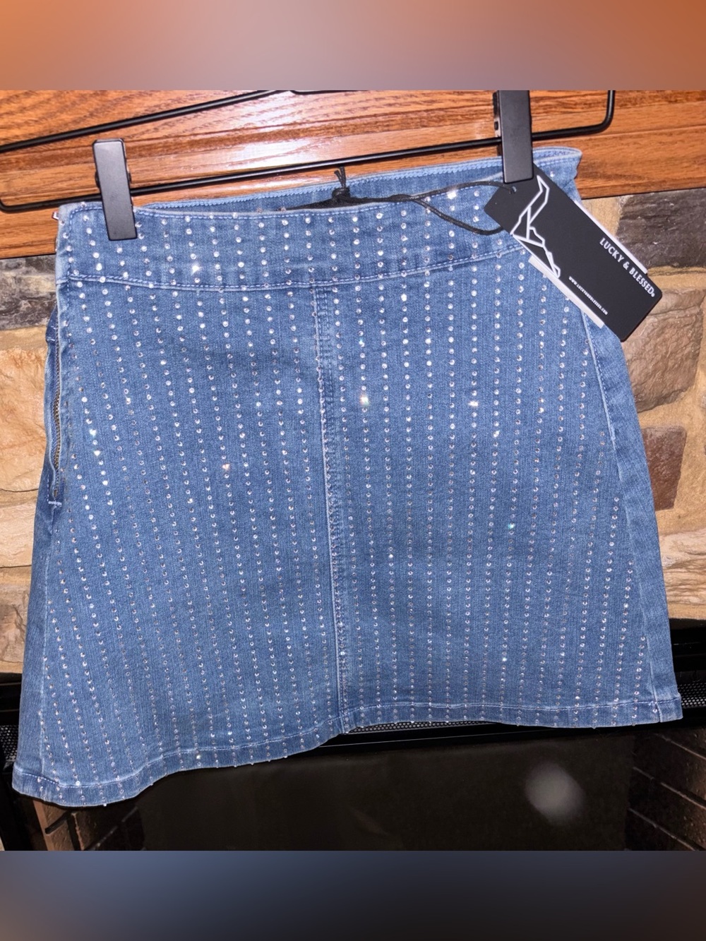 Rhinestone Denim Mini Skirt